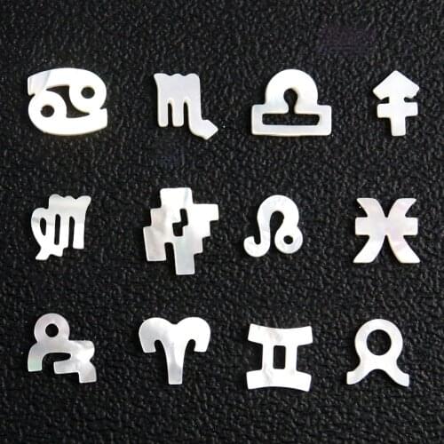 2PCS Natural Shell 12 Constellations Charm Pendant Mother of Pearl Seashell Bead DIY Pendant Jewelry Making Necklace Accessories