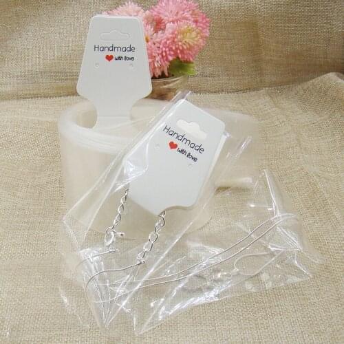 2018 hot sale new Wholesale custom white/kraft paper necklace fold card 100pcs +100pcs opp bag for jewelry necklace holder cards