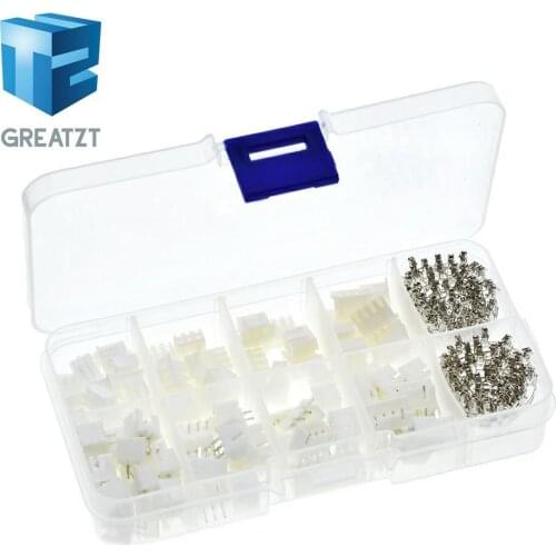 250pcs/lot 50Sets/box kit 2.54mm XH2.54 2p 3p 4 pin Connector plug + straight needle + terminal socket Header wire Adaptor Y A S