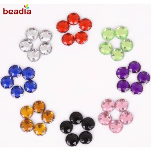 8mm 100Pcs/lot 10Colors Crystal Round Rinestones Sew On Rhinestone 2 Holes Flatback Acrylic Jewelry For Wedding Dress Clothes
