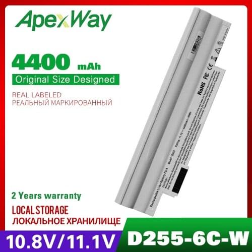 White 4400mAh laptop battery for Acer Aspire One 360 522 722 D270 E100 AOD255 AOD257 AOD260 D255 D257 Cromia AC761 Chromebook