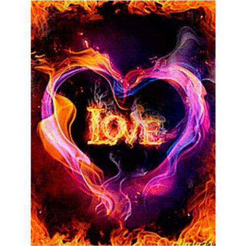 5D DIY Diamond Painting heart,fire,Love,Full diamond Embroidery Stitch Cross Rhinestone diamond Mosaic 3d Painting Home Decor gx