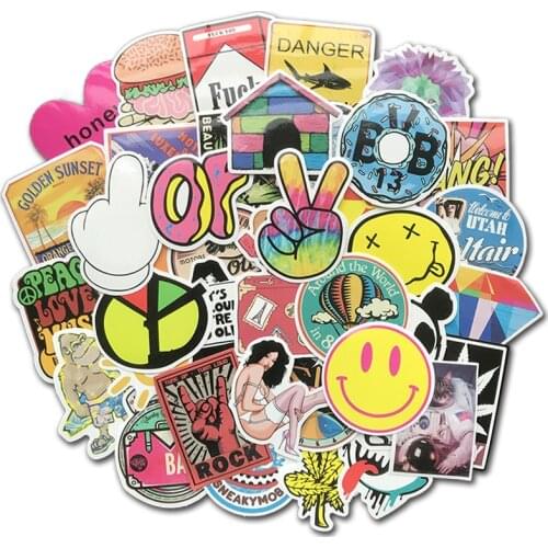AQK 100 Pcs Mixed Classic Fashion Graffiti Stickers Cartoon Toy Sticker Bomb For Skateboard Luggage Laptop Guitar Car JDM Decals