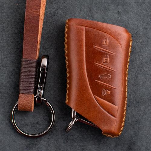 1X Genuine Leather Car Cover Fob Shell Key Case Keyring For Lexus ES300h UX260h LS350 LC500h Car Accessories
