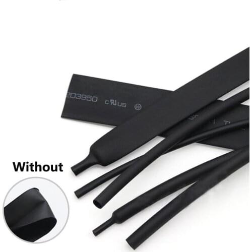 1Meters Black 3:1 Shrinkable Heat Shrink Tube Waterproof No Glue Lined 1.5mm/3mm/4.5mm/6mm/9mm/12mm/15mm/18mm/24mm/30mm/39mm-50m