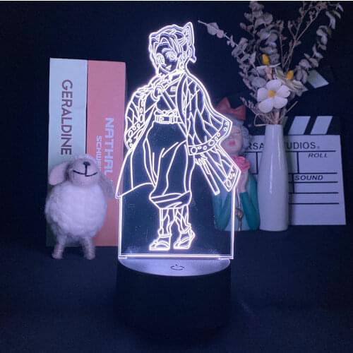 Demon Slayer Kochou Shinobu Japanese Anime 3D Night Light Ambient Lighting Kids Gift Table 3d Led Lamp Manga