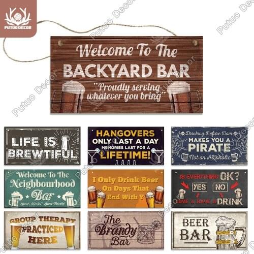 Putuo Decor Pub Signs Wooden Plaque Summer Beer Plaques for Beach Bar House Door Hanging Wall Decor Sign Bar Pub Wall Decoration