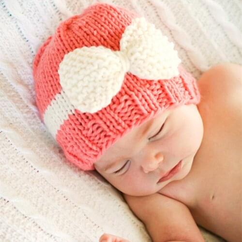 Baby Knitted Winter Hat Boys Girls Pompom Cap Crochet Knitted Candy Color Toddler Beanie Cap Infant Kids Children Hairball Hats