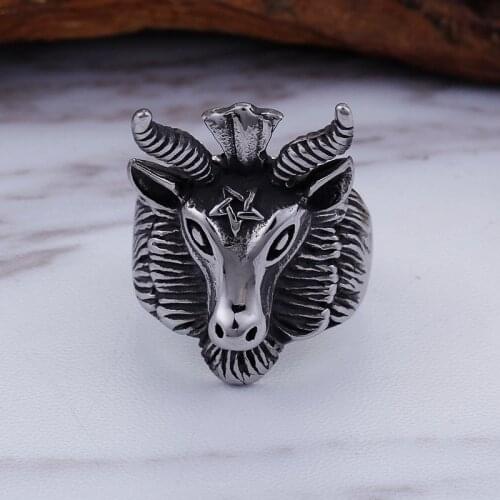 European and American retro animal sheep head ring domineering mens jewelry Zodiac ring jewelry