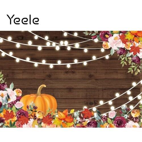 Yeele Backdrops Autumn Flowers Pumpkin Light Bulb Wood Planks Photocall Child Baby Portrait Photo Background For Photo Studio