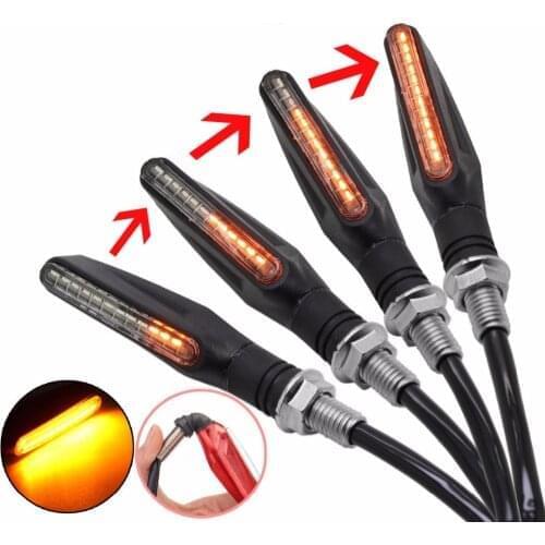 Hot sale 1pair Universal flowing water flicker led motorcycle turn signal Indicators Blinkers Flexible Bendable Amber light lamp