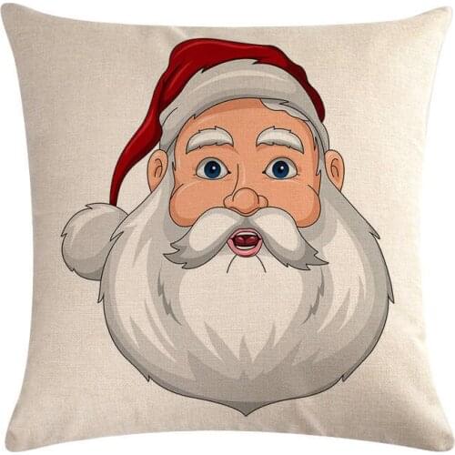 Cotton Linen Pillow Case 45*45 Christmas Santa Claus Printing Dyeing Sofa Bed Home Decor Pillow Cover Cushion Cover