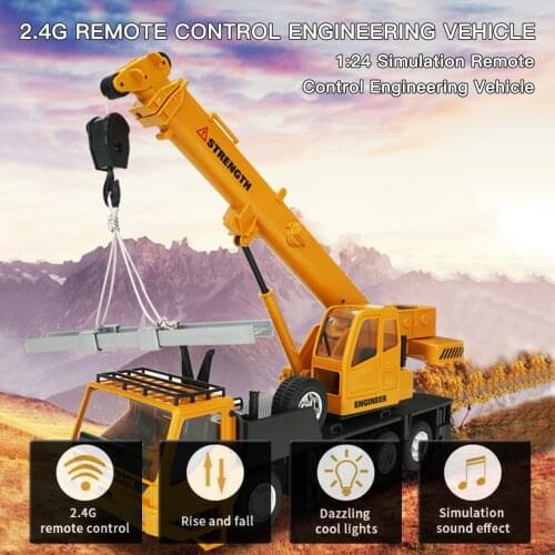 1:24 2.4G 10CH RC Crane/Dump /Mixer Truck Construction Engineering Vehicles Music Simulation Horn Sound Toys Gift for Kids 91456