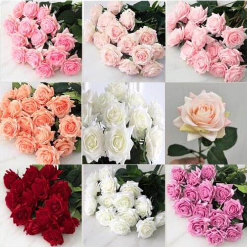 Artificial Flowers Rose For Wedding Home Decor Bride Bouquet DIY Fake Plants