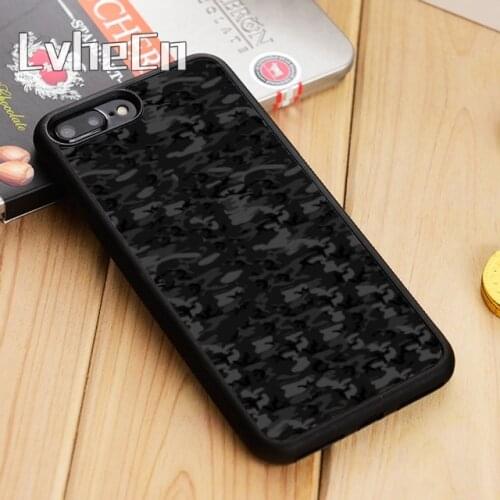 LvheCn Camouflage black style Phone Case Cover For iPhone 5 6s 7 8 plus 11 12 Pro X XR XS Max Samsung Galaxy S6 S7 edge S8 S9