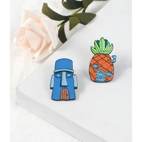 Cowboy Badges Cute Lapel Cartoon Pins Lovely Squidward Pineapple Animal Alloy Backpack Small Brooches Decoration Bag Accessories