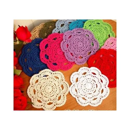 Handmade Round Crochet Cotton Table Cup Mats Placemats Doilies Coasters 16cm