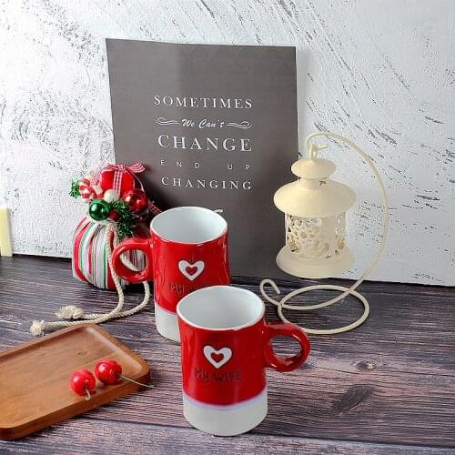 500Ml Creative Red Love Pattern Mug Ceramic Tabletop Water Cup Breakfast Milk Drink Large Capacity Gift For Girlfriend