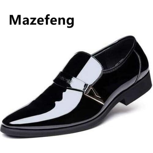 Patent Leather Shoes for Men Formal Coiffeur Office Shoes Men Classic Brown Dress Designer Shoes Men Italian Dress Buty Meskie