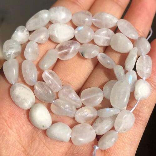 8-10mm Irregular Natural Blue Moonstone Gems Beads for Accessories Jewellery Making Bracelet Diy Bracelet 15'' Strand