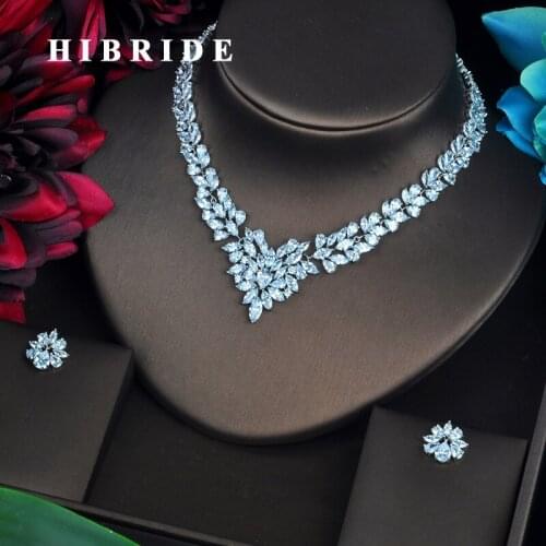 HIBRIDE New Arrival Hot Sale Clear Cubic Zirconia Women Bridal Jewelry Sets Necklace Set Wedding Accessories Gifts Jewelry N-480