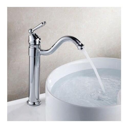 Polished Chrome Brass Gooseneck Single Handle Swivel Kitchen Bathroom Sink Basin Faucet Mixer Taps anf210