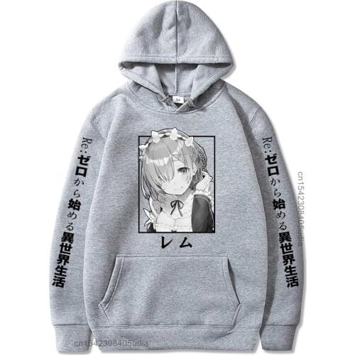 Re:Zero Restarting Life From Zero In New World Print Aesthetic Harajuku Anime Ram Long Sleeve Pullover Couple Hoodies