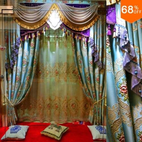 2018 Hotel Real luxury entrance Living room drapes Black out curtains the sexy style flower style designer most best quality new