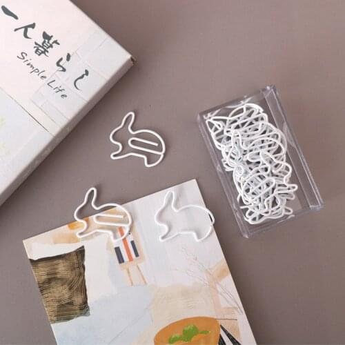 Rabbit Modeling Paper Clip Cute White Bookmark Cute Paper Clips Decorative Kawaii Carrot Metal Clips Office Table Accessories