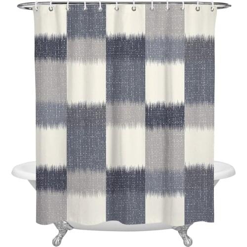 Modern Abstract Navy Blu Shower Curtains Bathroom Curtain Waterproof Polyester Frabic Bathroom Curtain with Hooks