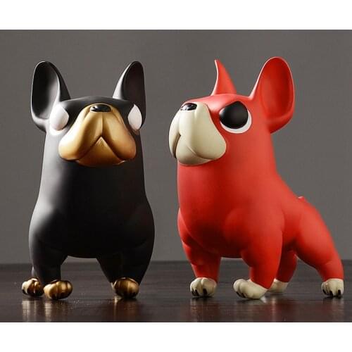 Creative french bulldog black/red Lovely animal dog Figurines & Miniatures arts and crafts ornaments home decoration accessories