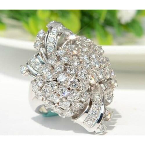 Gorgeous Women Jewelry White Zircon Rings for Wedding Engagement Party Set Gifts Size 5 6 7 8 9 10 11 12
