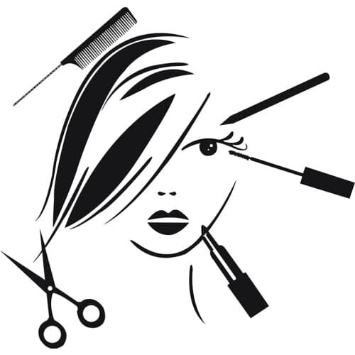 Hair Salon Wall Decal Vinyl Sticker Beauty Barber Shop Barber Tools Scissors Comb Hair Shop Window Glass Decoration Wall Sticker