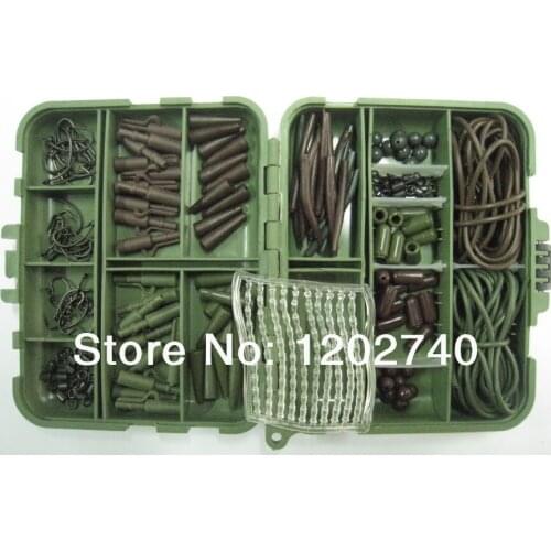 Carp Tackle Box loaded with 262 Carp Hooks, safety lead clips, Rig tubes, Beads, Swivels, Anti Tangle Sleeves,boilie stop