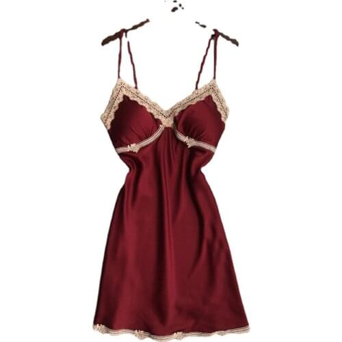 Women Clothes Silk Women Sleepwear Sleevless Lace Home Dress Sling Sexy Nightgown Fashion Female Nightdress