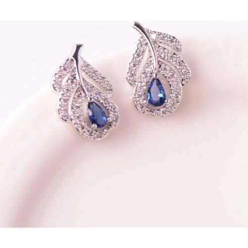 JZTOP Hot New Fine Earrings Female Micro Inlaid Crystal Leaves Earrings Fashion Ladies Temperament Earrings Ear Jewelry