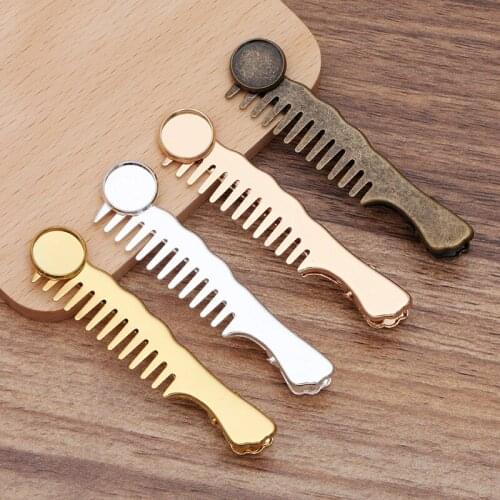 10 Pieces/Lot 60*13mm Steel Hair Combs Hair Clip Hairpin 12mm Round Cabochon Base Hair Jewelry