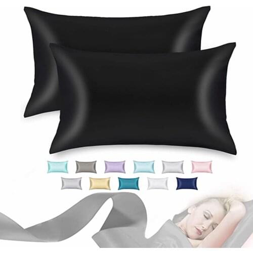 2Pcs Silky Satin Pillowcase for Hair and Skin King Queen Size Cool Soft and Luxury Pillow Cases Covers with Envelope Closure