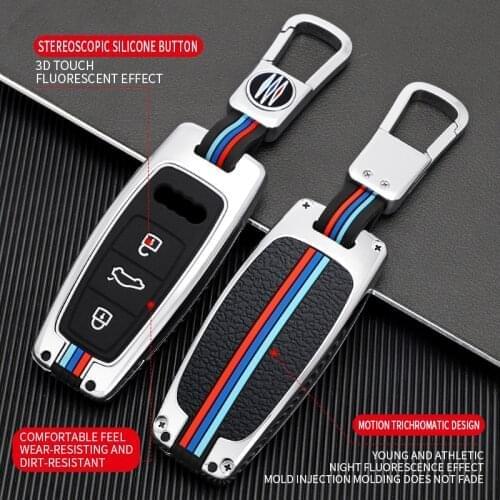 2021 New Zinc Alloy +Silica gel Car Key Cover Case For Audi Q8 C8 A6 A7 A8 2018 2019 Auto Holder Protection Shell Accessories