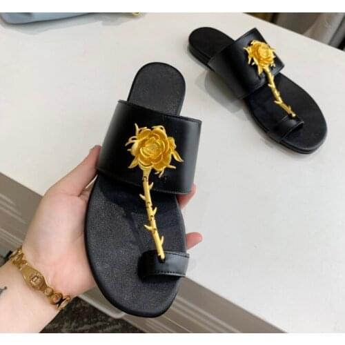 2021 Top Quality New Fashion Genuine Leather Slipper Women Luxury Shoes Women Designers