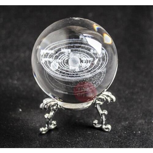 3D Solar System Crystal Ball Engraved Solar System Miniature Planets Model Glass Globe crystal gift Ornament Home Decor Valentin