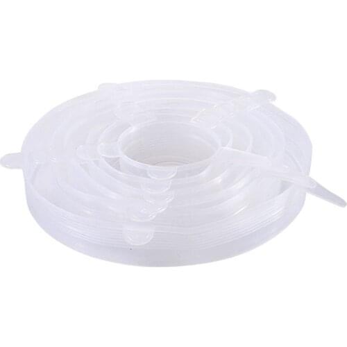 6pcs Silicone Stretch Lids Universal Lid Silicone Bowl Pot Lid Silicone Cover Pan Cooking Food Fresh Cover Microwave Cover