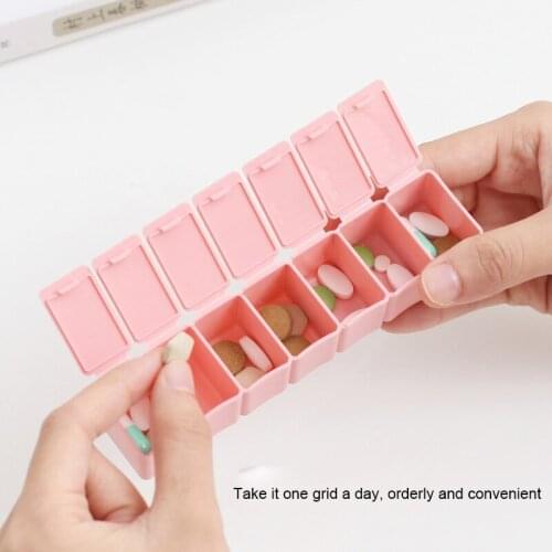 7 Days With Braille Packing 7-grid Pill Box Storage Portable Mini Pill Box Polypropylene Container Medicine Box