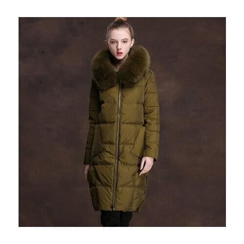 90% Duck Down Jacket Women Parkas New Brand Fox Fur Collar Winter Lomg Hooded Overcoat Female Plus Size 2XL LX1021