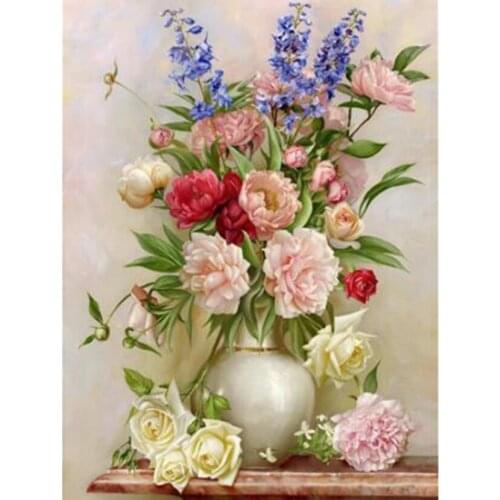 Diamond Painting 5D DIY Flower Painting Vase Scene Picture Square/Round Diamond Cross Stitch Embroidery Decoration Art TX250