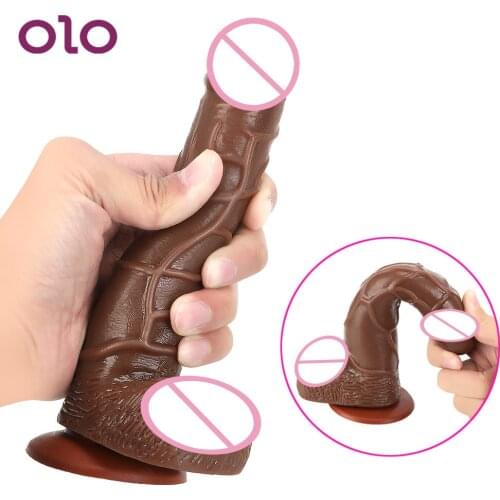 OLO With Suction Cup Butt Anal Plug Realistic Dildo G Spot Vagina Stimulator Strapon Female Masturbation M/L Flexible Penis
