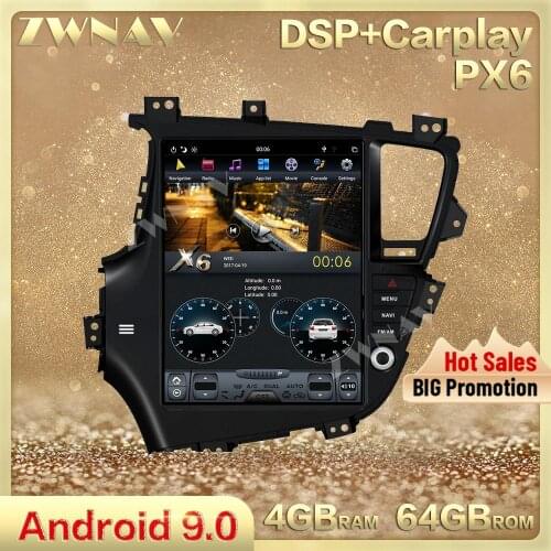 Tesla style vertical screen Android 9.0 car multimedia player For KIA Optima KIA K5 2010-2013 radio stereo GPS Navi BT head unit
