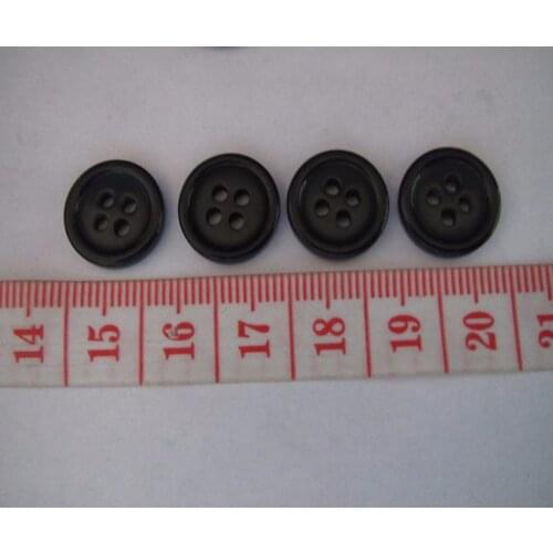 Free shipping 14mm black 4 holes resin button ployster button whosale can engraved logo blouse button 200pcs