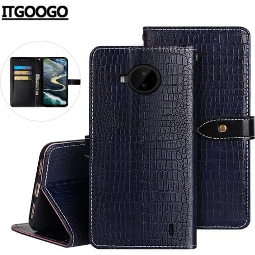 Case For Nokia C20 Plus Case Cover Crocodile Grain Flip Leather Case For Nokia C20 Plus Cover Business Phone Case