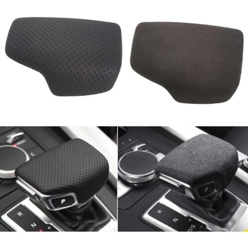 Black perforated leather selector lever handle Gear Shift Knob handball cover For Audi A4 B9 A5 Q7 Q5 2016 2017 2018 2019